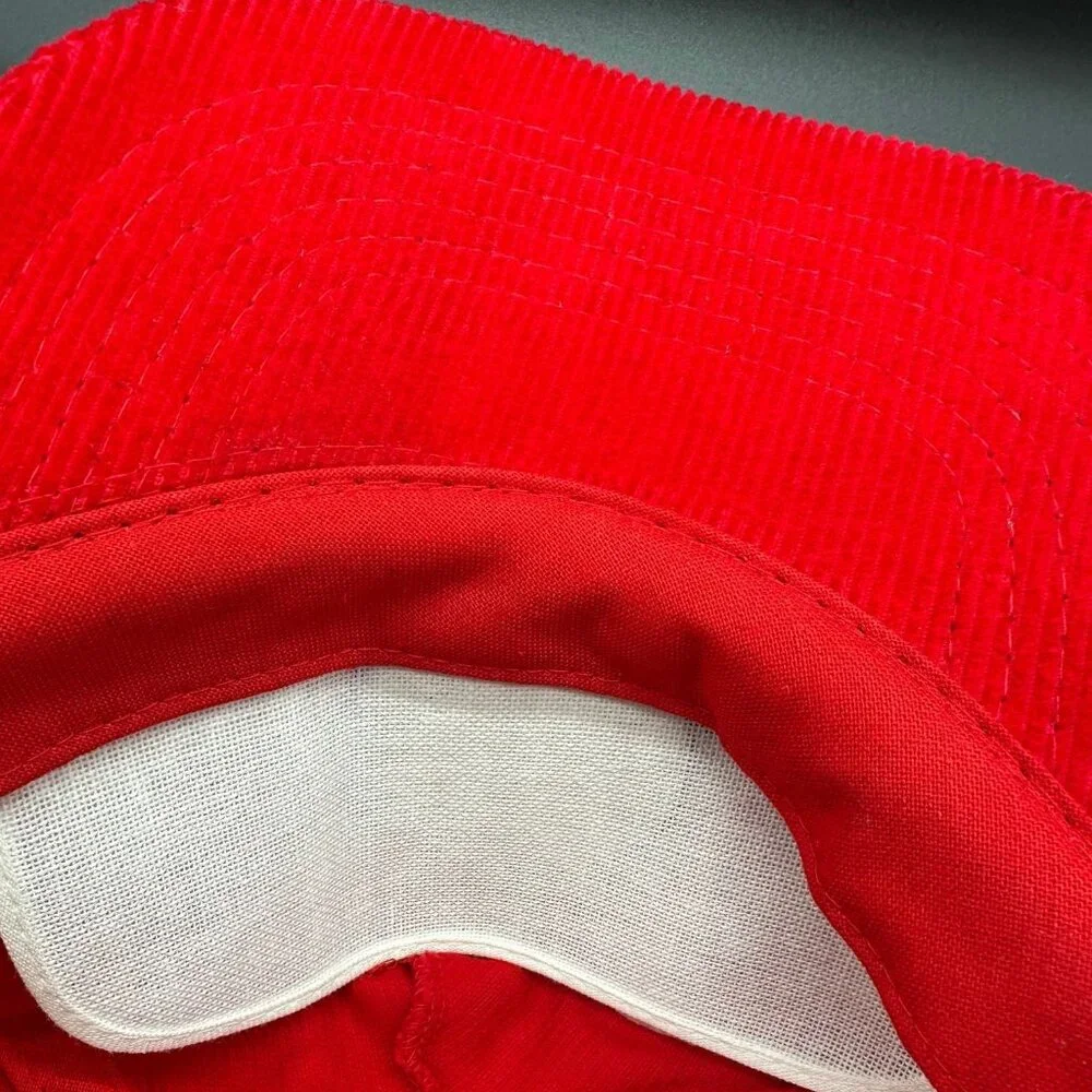 Vintage Buck Knives Hat Red Corduroy Adjustable Trucker Cap Made In Korea Retro - Picture 8 of 10